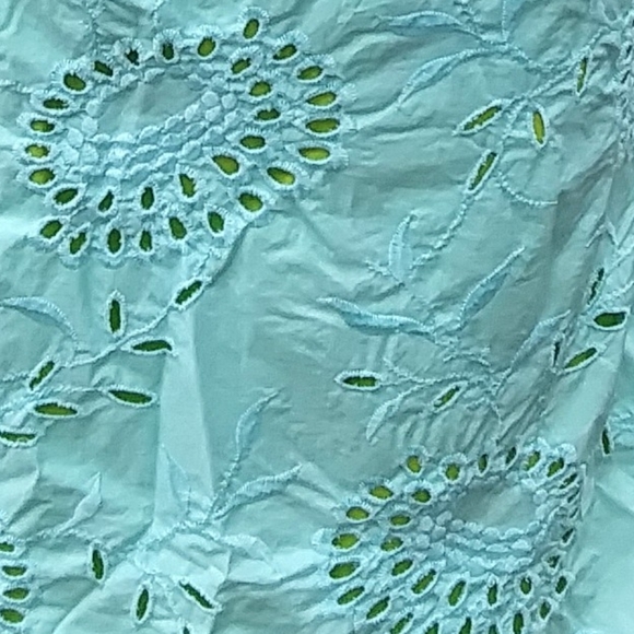 Express Turquoise Strapless Eyelet Dress - Picture 2 of 6